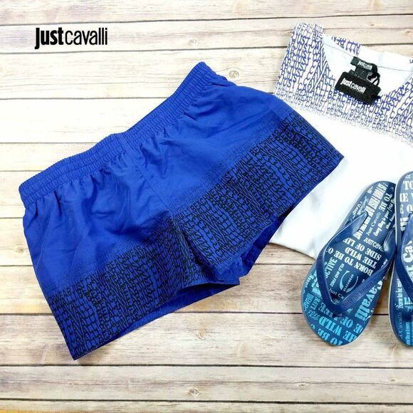 New Just Cavalli Men XS / EU 46 Blue Short Shorts Swim Trunks Beach Swimsuit - Picture 1 of 5